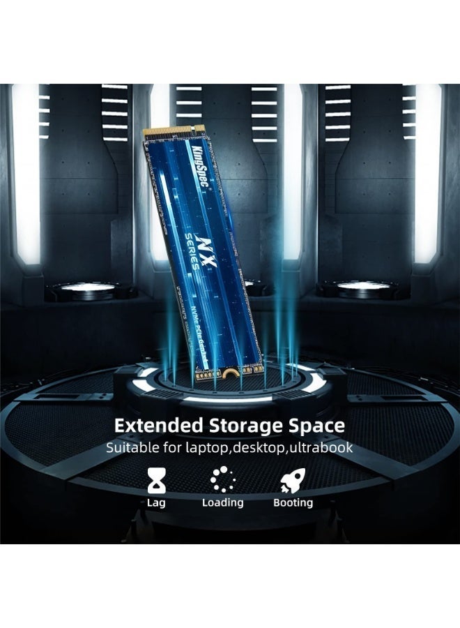 كينجس بيك محرك أقراص KingSpec 1TB M.2 NVMe SSD Gen3x4 – سلسلة NX عالية السرعة داخلي مع ذاكرة فلاش ثلاثية الأبعاد NAND لأجهزة الكمبيوتر المكتبية والمحمولة - Image 2